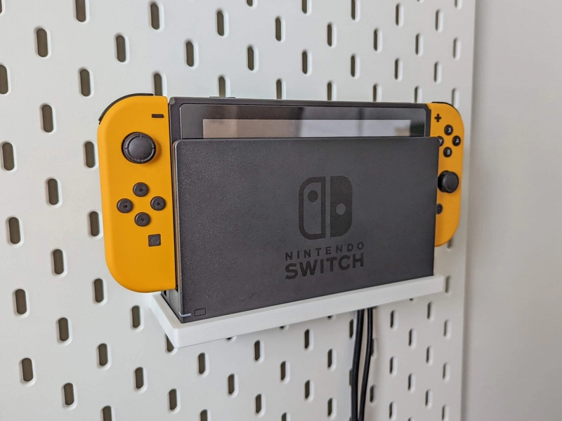 Shelf for Nintendo Switch Dock for IKEA SKADIS Pegboard - Integrated Power and HDMI Cable Channel - Sturdy Wall Mounted Storage