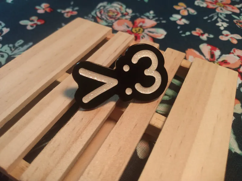 Holo/Iridescent Glitter Emoticon Soft Enamel Pin >:3