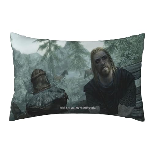 Hunviulp Skyrim Pillowcase Double-Sided Printing Design Bed Home Decor Pillowcase Cushion Cover 20x30 Inch - White2 - 30" x 20"