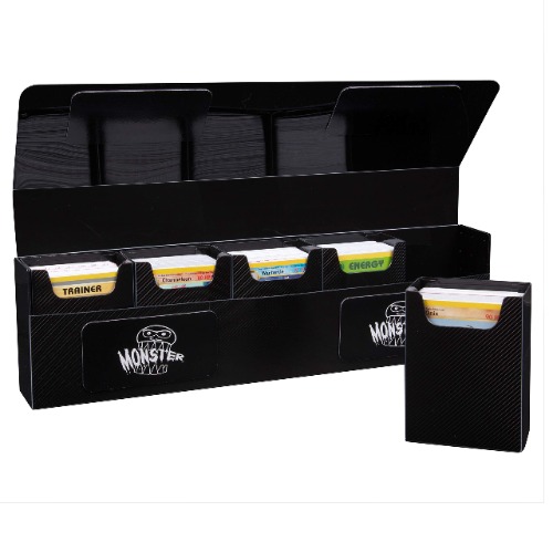Monster Magnetic Hydra Five Deck Mega Storage Box(Black) - with 5 Removable Deck Trays for Gaming TCGs