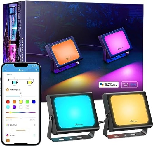 Govee Outdoor Lights, Flood Lights Uplight 2 in 1, LED Landscape Lighting, Patio Lights Low Voltage Landscape Lights, IP65 Pathway Lights with App Control, Garden Yards, Holiday Lights, Wired 2 Pack - 2 pack