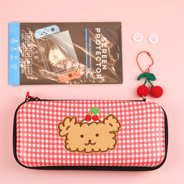 Kawaii Bear Switch OLED Case Cute Switch Carrying Bag Cute Switch Accessories Travel Bag Switch Lite - Red