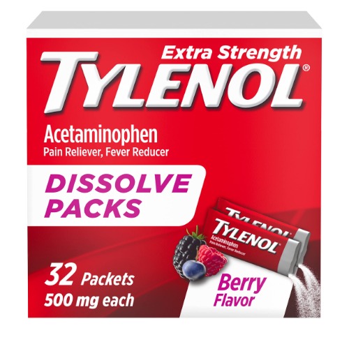 Tylenol Extra Strength Dissolve Packs, Berry Flavor, 32 count