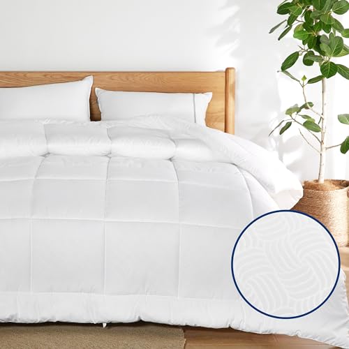 Bedsure Comforter Duvet Insert - Quilted Comforters Queen Size, All Season Duvet, Down Alternative Bedding Comforter with Tabs(Basket Wave White,Queen 88"x88") - Basket Wave White - Queen