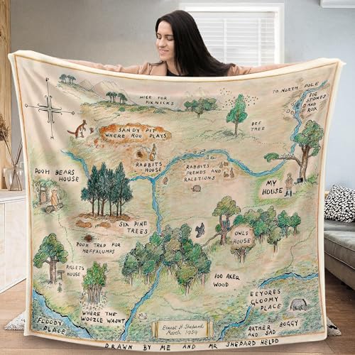 100 Acre Wood Map Jungle Blanket - Large (60x80 inches)