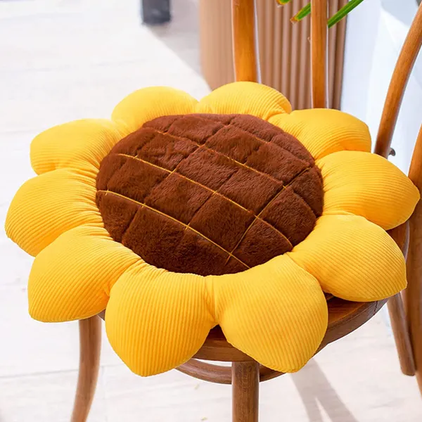 Deaboat 19.6" Flower Floor Pillow Flower Shape Cushion Cute Seating Pad Sunflower Chair Cushion Oversized Throw Pillow for Home Decoration Kids Girls Women Gifts - 19.6x19.6inch New Yellow Sunflower