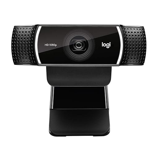 Logitech C922x Pro Stream Webcam – Full 1080p HD Camera, Black - 1080P/30 fps, 720p/60fps - Webcam