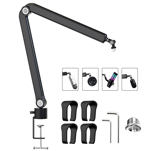 YOUSHARES Microphone Boom Arm for HyperX QuadCast Mic, Blue Yeti, Rode, Razer and Most USB Mic, Weighted Metal Mic Arm Flexible Mic Boom Arm Desk Mount with 5 Freely Adjustable Joints - All Metal Boom Arm