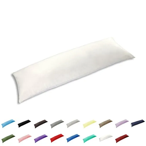 Gyulin 100% Cotton 300TC Envelope Style Body Pillow Cover Pillowcase Pillow Protector Cushion Cover Non Zippered Only Cover No Insert (White,50x150cm)