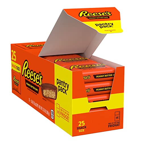 REESE'S Milk Chocolate Snack Size Peanut Butter Cups, Candy Pantry Pack, 13.75 oz (25 Pieces) - Peanut Butter - 25 Count (Pack of 1)