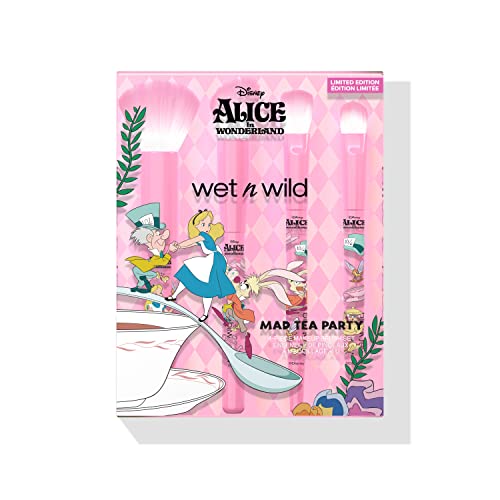 wet n wild Mad Tea Party 4-Piece Makeup Brush Set Alice In Wonderland Collection - Mad Tea Party 4-Piece Makeup Brush Set - 1 Count