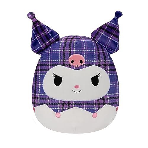 Squishmallows Original Sanrio 14-Inch Purple Plaid Kuromi Plush - Large Ultrasoft Official Jazwares Plush - Purple Plaid Kuromi