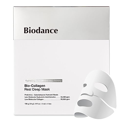 BIODANCE Bio-Collagen Deep Hydrating Overnight Mask, Pore Minimizing, Elasticity Improvement, Unisex Skin Treatment Mask, 34g x4ea - 4 Count (Pack of 1) - 4.0