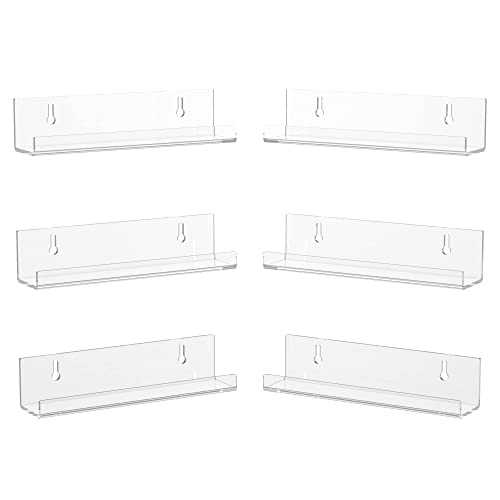 Hexsonhoma 7 Inch Clear Acrylic Record Shelf Set of 6, Record Wall Display, Vinyl Record Holder CD Rack, 6 Pack - Clear - 7 Inch