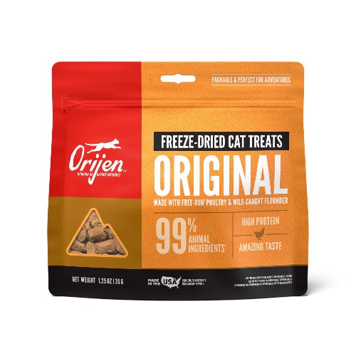 ORIJEN Freeze Dried Cat Treats, Grain Free, Natural & Raw Animal Ingredients, Original made with Free-Run Poultry & Wild-Caught Monkfish, 1.25 oz - Original
