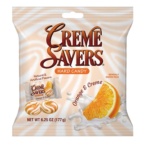 Creme Savers Orange and Creme Hard Candy | The Taste of Fresh Orange Swirled in Rich Cream | The Original Classic Creme Savers Brought To You By Iconic Candy | 6.25oz Bag - Orange and Creme - 6.25 Ounce (Pack of 1)