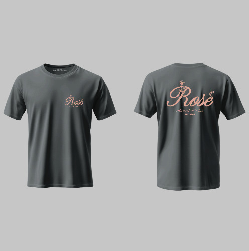 ROSE GREY SCRIPT LOGO T-SHIRT | CHARCOAL / M