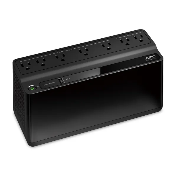 APC UPS Battery Backup and Surge Protector, 600VA Backup Battery Power Supply, BE600M1 Back-UPS with USB Charger Port