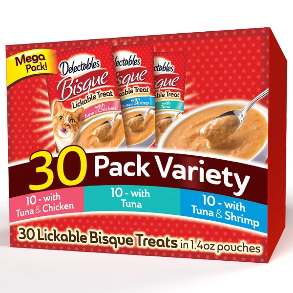 Hartz Delectables Bisque Lickable Wet Cat Treats for Adult & Senior Cats, Multiple Flavors