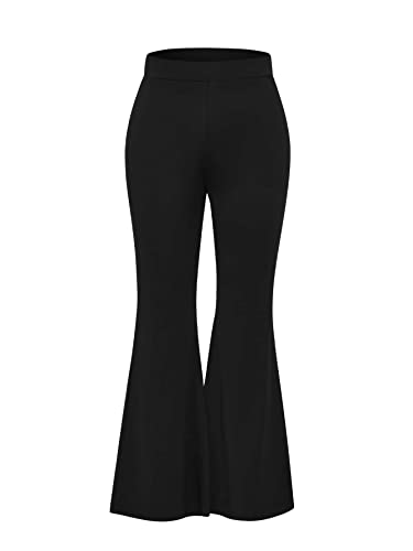 WDIRARA Women's Plus Size Flare Bell Bottom Elastic Waist Stretchy Long Pants - 4X-Large Plus - Black