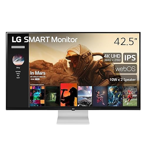 LG Smart Monitor (43SQ700S) -43-Inch 4K UHD(3840x2160) IPS Display, webOS Smart Monitor, ThinQ Home, Magic Remote, USB Type-C, 2X Stereo Speakers, AirPlay 2, Screen Share, Bluetooth,White - White