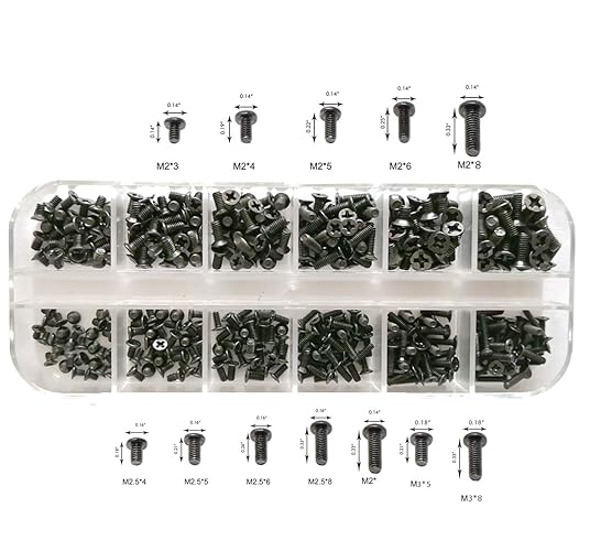 Persberg 360pcs 12sizes Laptop Notebook Tiny Computer Replacement electronic Screws Assortment Kit Black,M2 M2.5 M3,for Lenovo Toshiba Gateway Samsung HP IBM Dell Sony Acer Asus Hard Disk SATA SSD M.2 - 360pcs