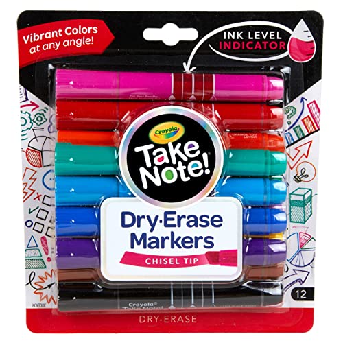 Crayola Low Odor Dry Erase Markers for Kids & Adults, Chisel Tip, Back To School Supplies, 12 Count - Dry Erase Markers - Highlighters