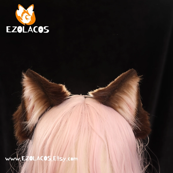 Realistic Cute Ragdoll Cat Ears and Tail Set Cosplay,Kitten Ears and Tail Set Cosplay,Cat Plush Toy for Adult & Kids,Fluffy Cat Ear and Tail