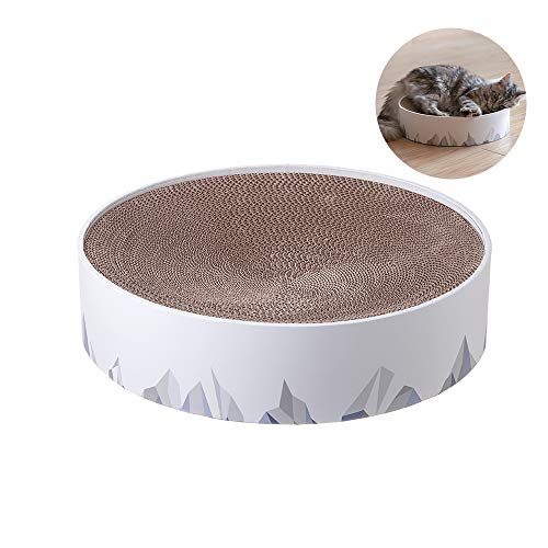 pidan Cat Scratch Bowl Cat Cardboard Pad for Indoor Cats Lounge - Round Cat Scratcher Couch Bed with Geometric Pattern - L