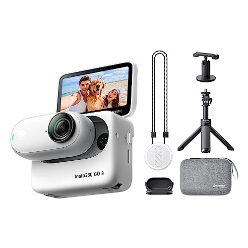 Insta360 GO 3 64G Travel Kit - Vlogging Camera for Creators, Vloggers, Mini Action Camera with Flip Touchscreen, Light and Portable, Hands-Free POV, Mount Anywhere, Stabilization, Remote Preview - 64GB-Travel Kit