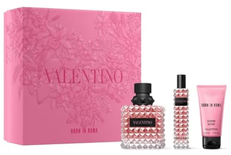 Valentino Donna Born in Roma Eau de Parfum Gift Set (Eau de Parfum 3.4 Fl Oz Spray, Body Lotion 1.7 Fl Oz, Eau de Parfum 0.5 Fl Oz Spray)