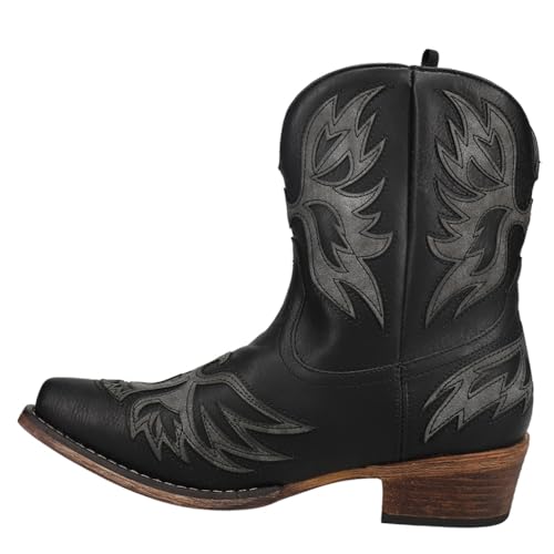 ROPER Womens Amelia Snip Toe Western Cowboy Boots Ankle Low Heel 1-2" - Brown - 8 - Black