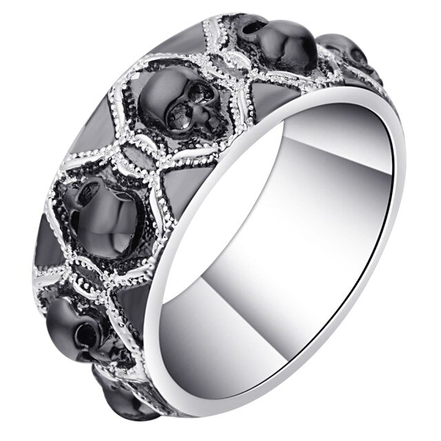'You and Me' Skull Ring - 9 / Black