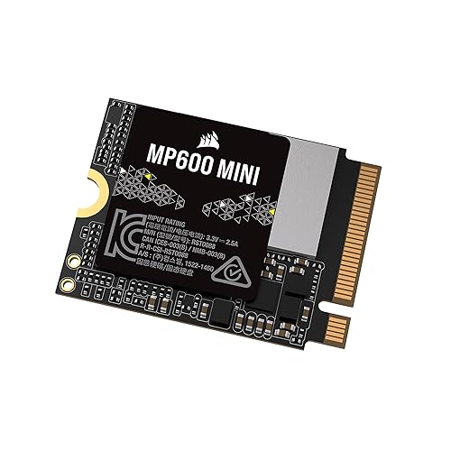 Corsair MP600 Mini 1TB M.2 NVMe PCIe x4 Gen4 2 SSD – M.2 2230 – Up to 7,000MB/sec Sequential Read – High-Density 3D TLC NAND – Great for Steam Deck and Microsoft Surface – Black - 1TB