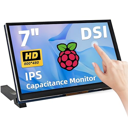 iPistBit 7 Inch Raspberry Pi Monitor Touchscreen, 800x480 DSI IPS Display, 5-Point Touch Capacitive Screen for Raspberry 5/4B/3B+/3B/B+/A+, Driver-Free - 7inch