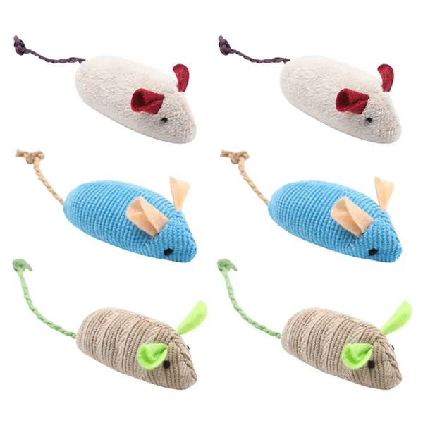 Zasjon Cat Toys Lifelike Mouse Toy Plush Simulation Mice Toys Plush Mouse for Cat Chewing Toy Perfect for Cat Kitten (6Pcs / Brown/Blue/White)