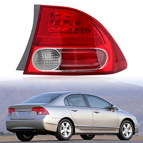 Clidr Tail Light Lens for 2006 2007 2008 Honda Civic 4-Door Sedan/Hybrid Passenger Side HO2801165 33501-SNA-A02 (Right) - Right