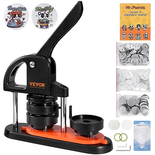 VEVOR Button Maker Machine, 2.28 inch/58mm Pin Maker with 100pcs Button Parts, Ergonomic Arc Handle Punch Press Kit, Button Maker with Panda Magic Book, for Children DIY Gifts and Christmas - 2.25'' + 500 pcs