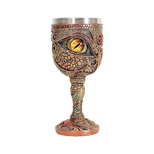 Ottalent Stainless Steel The Eye of The Dragon Wine Goblet Chalice,Dungeons and Dragons Medieval DragonWine Cups 7oz.Men’s Gift (Yellow Eyes) - Yellow Eyes