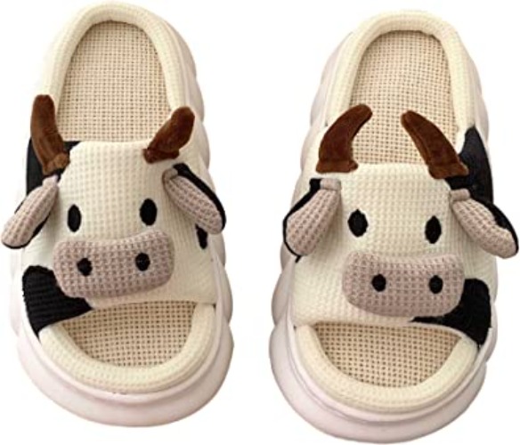 Gaolinci Cartoon Cow Cotton Slippers