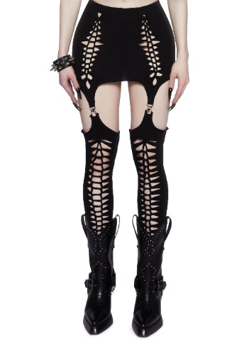 Coming In Hot Mini Skirt And Leg Warmers Set | BLACK / Small