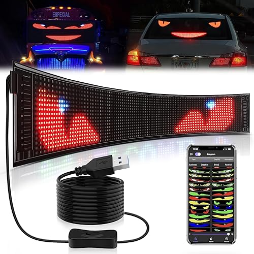 RAYHOME Scrolling Huge Bright Advertising LED Signs, Flexible USB 5V LED Store Sign Bluetooth App Control Custom Text Pattern Animation Programmable LED Display for Store Car Bar Hotel (27''x5'') - 27''x5''