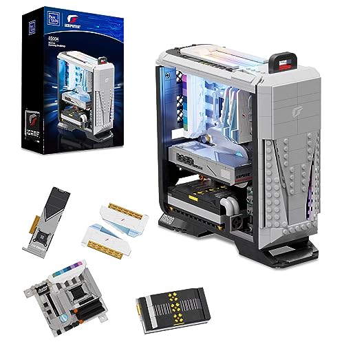 Desktop Computer Brick Building Set for Adult, Pantasy PC Desktop Computer Building Kit, Cool Building Sets for Adults, Creative Collectible Build-and-Display Desktop Model for Home or Office