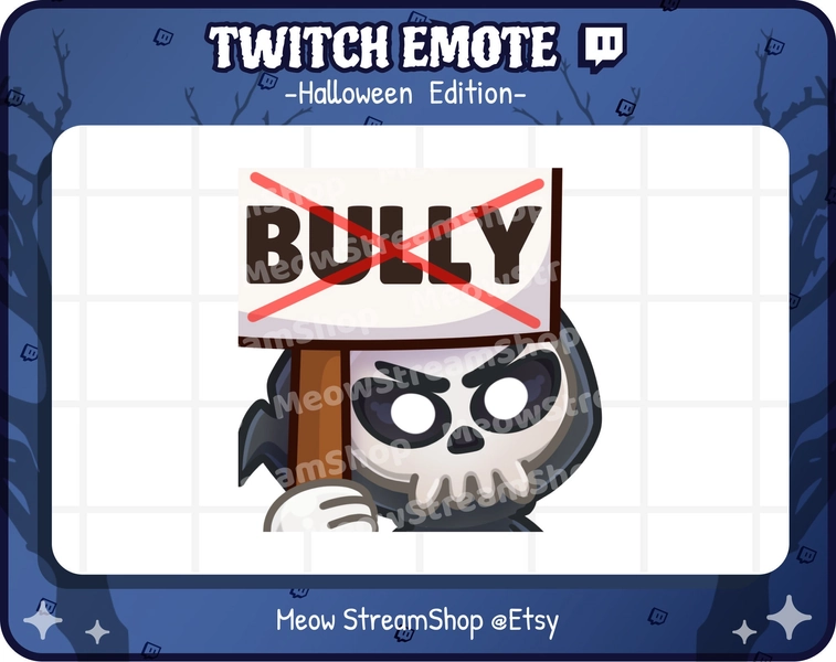 Twitch Emote / Cute Grim Reaper pas d’intimidateur, intimidateur Emotes / Kawaii death angel Halloween emoji / discord
