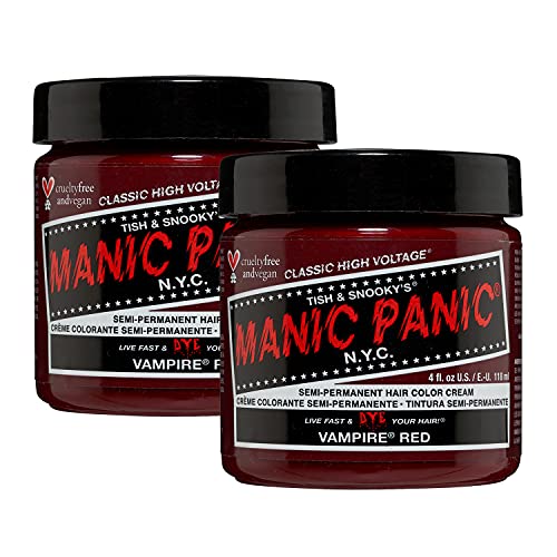 Manic Panic Vampire Red Classic Creme, Vegan, Cruelty Free, Semi Permanent Hair Dye 2 x 118ml - Vampire Red - 118 ml (Lot de 2)