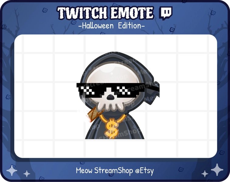 Twitch Emote / Cute Grim Reaper Cool, GG, EZ Emotes / Kawaii death angel Halloween emoji / discord