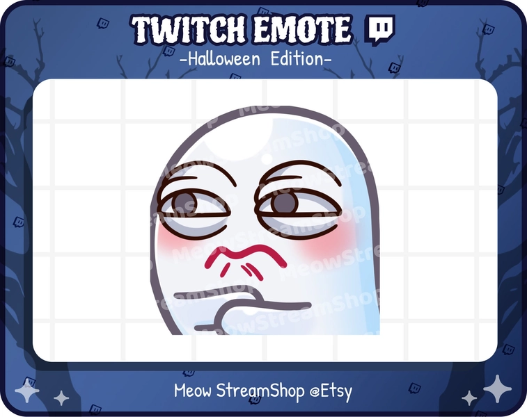Twitch Emote / Cute Ghost hmm, SUS, pense emote / Kawaii fantôme effrayant Halloween emoji / discord
