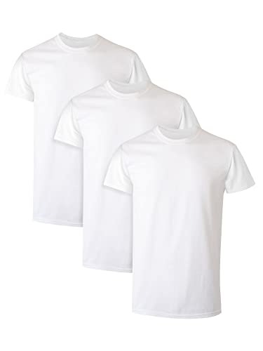 Hanes Men's Cotton, Moisture-Wicking Crew Tee Undershirts, Multi-Packs Available - 3X-Large - White - 3 Pack - 3