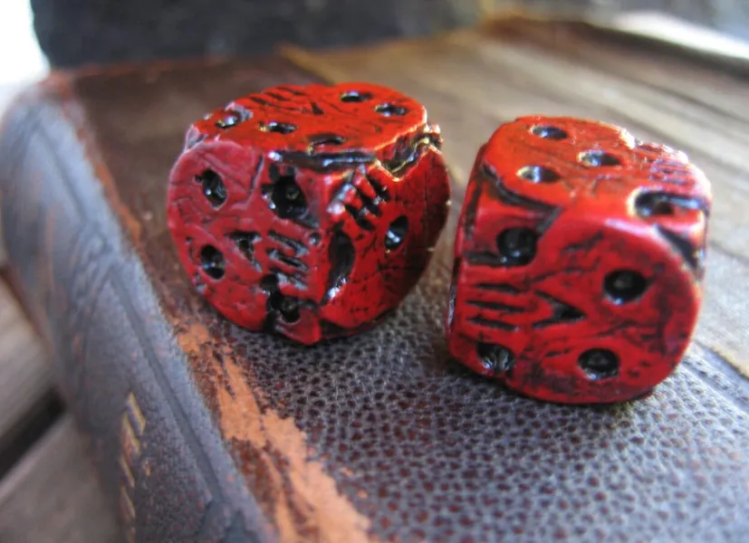 Hand cast red skull dice, oogie boogie nightmare movie dice, D6 collectable gaming dice