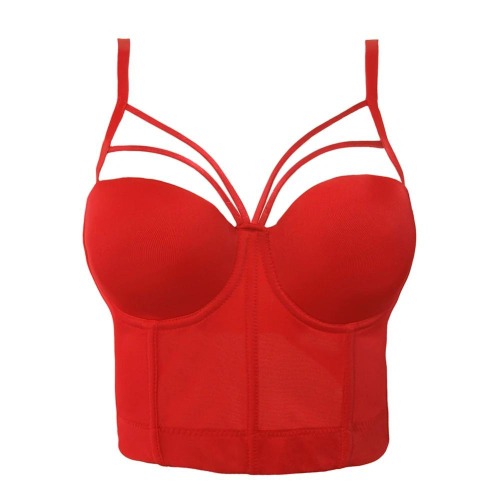 'Bella' Black Gothic Cami Crop Top - red / L
